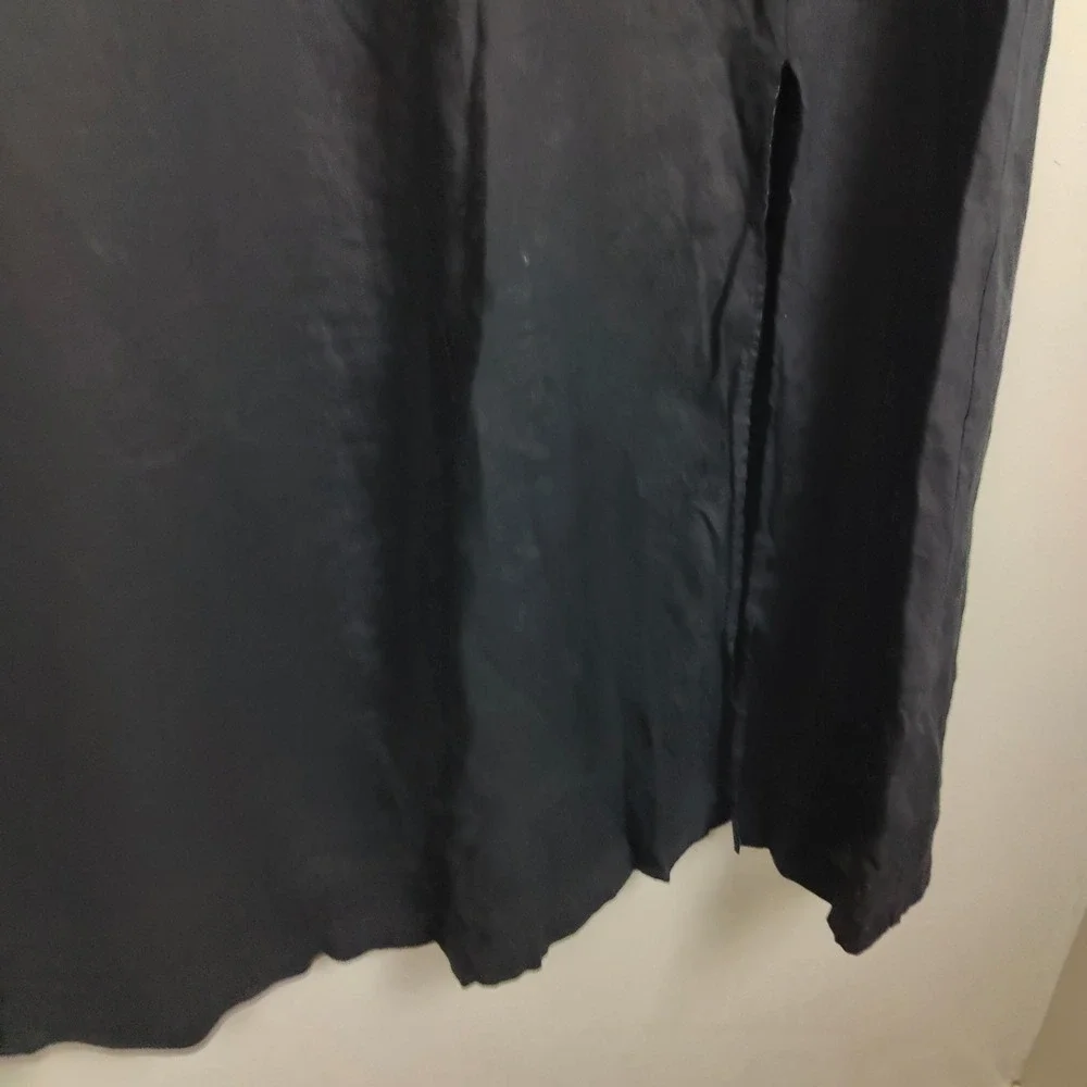 Quince 100% European Linen Maxi Skirt Womens XL Black Elastic Waist Side Slit_4